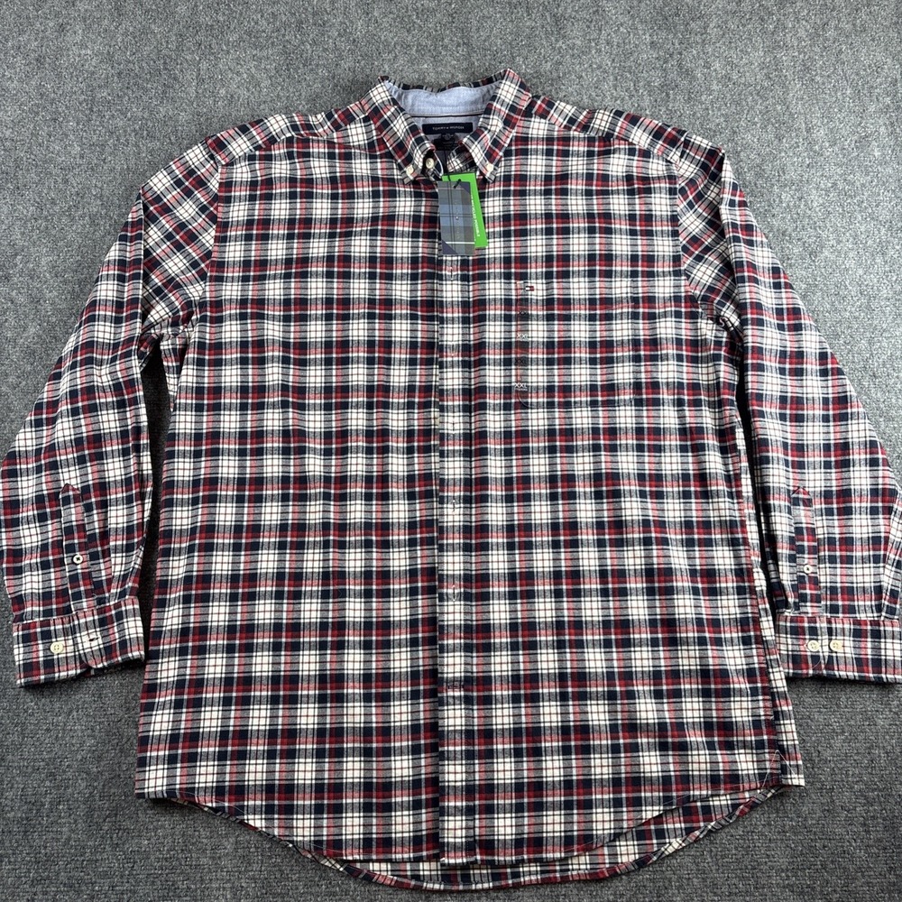 Tommy Hilfiger Men's XXL Classic Fit Stretch Plaid Button Down Shirt NWT